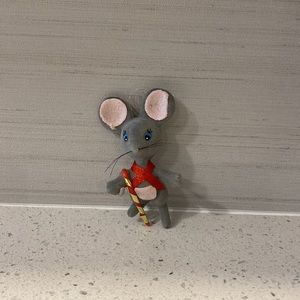 Vintage Flock mouse Christmas tree ornament